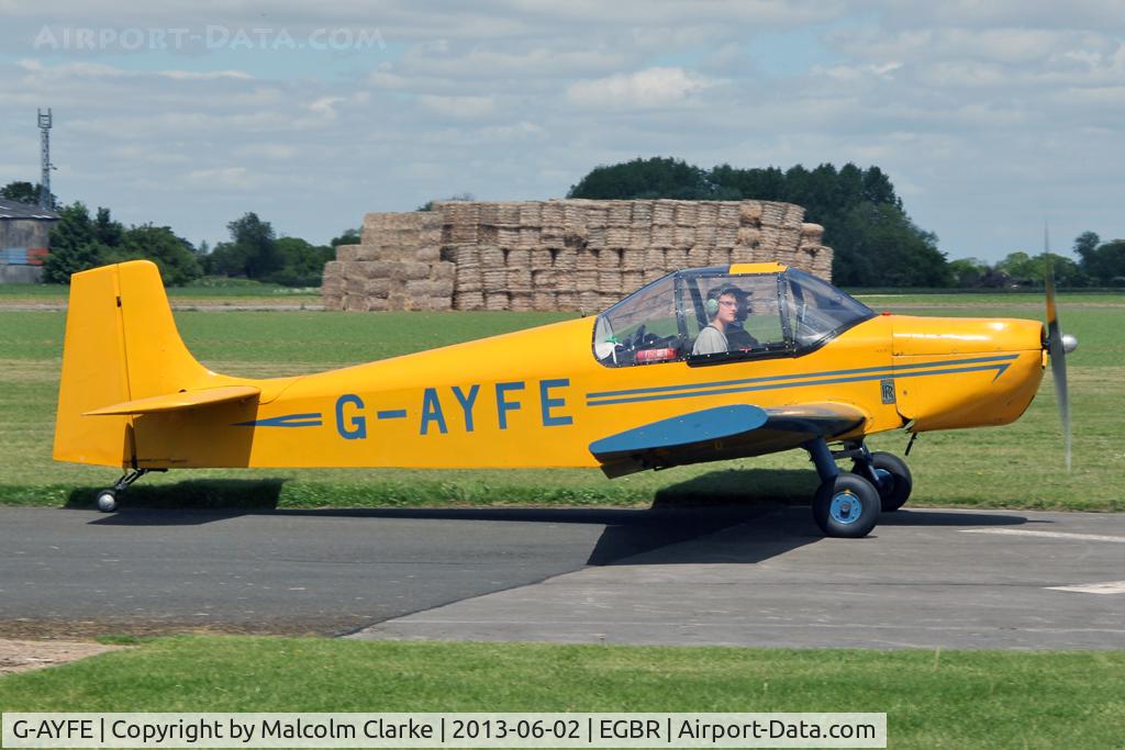 G-AYFE, 1971 Rollason Druine D-62C Condor C/N RAE/646, Rollason Druine D-62C Condor at The Real Aeroplane Company's Jolly June Jaunt, Breighton Airfield, 2013.