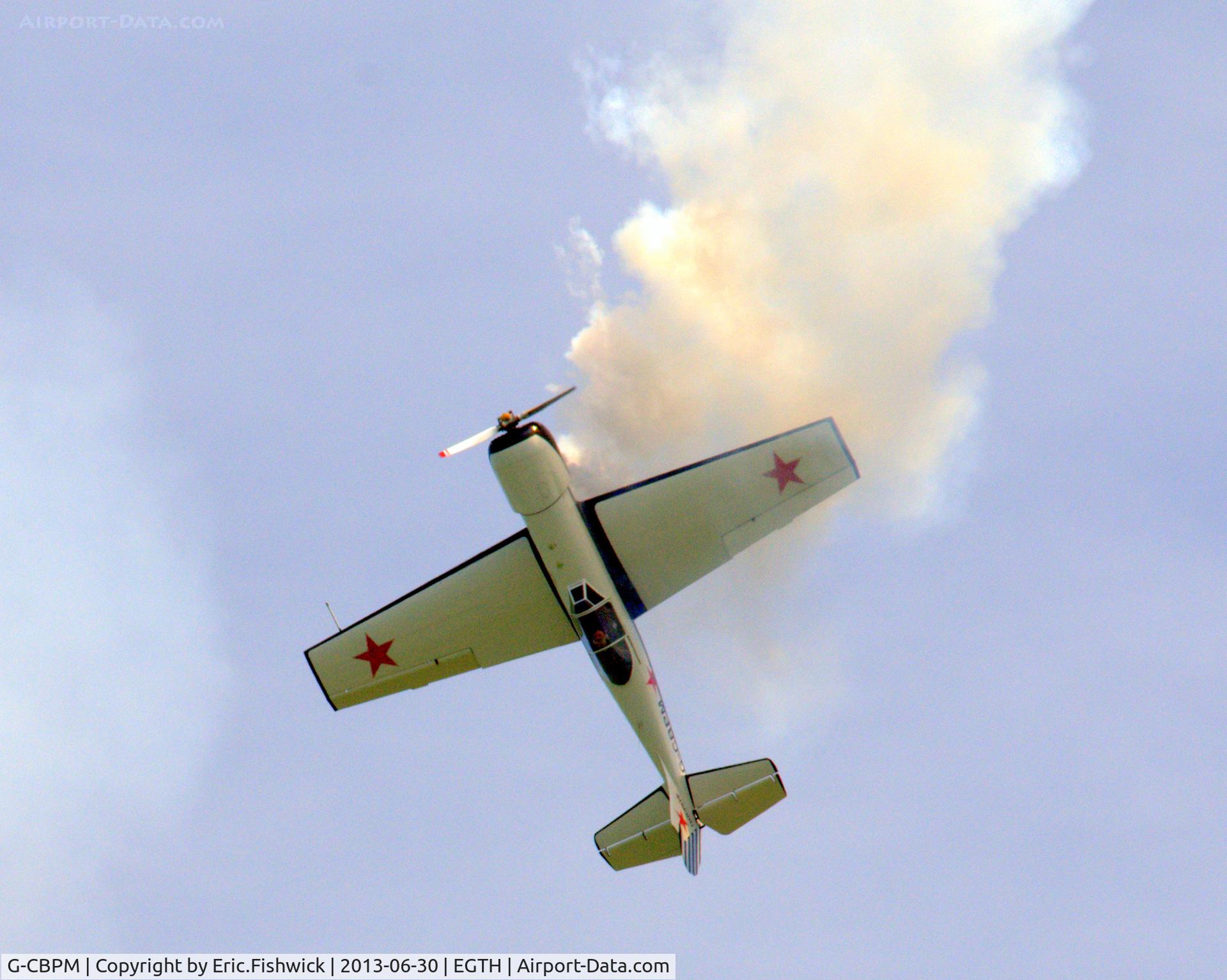 G-CBPM, 1981 Yakovlev Yak-50 C/N 812101, 45. G-CBPM in display mode at the Shuttleworth Military Pagent Flying Day, 30 June 2013