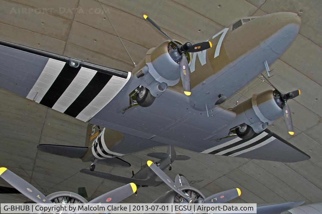 G-BHUB, 1943 Douglas C-47A Skytrain C/N 19975, Douglas C-47A Skytrain, American Air Museum, Duxford Airfield, July 2013.