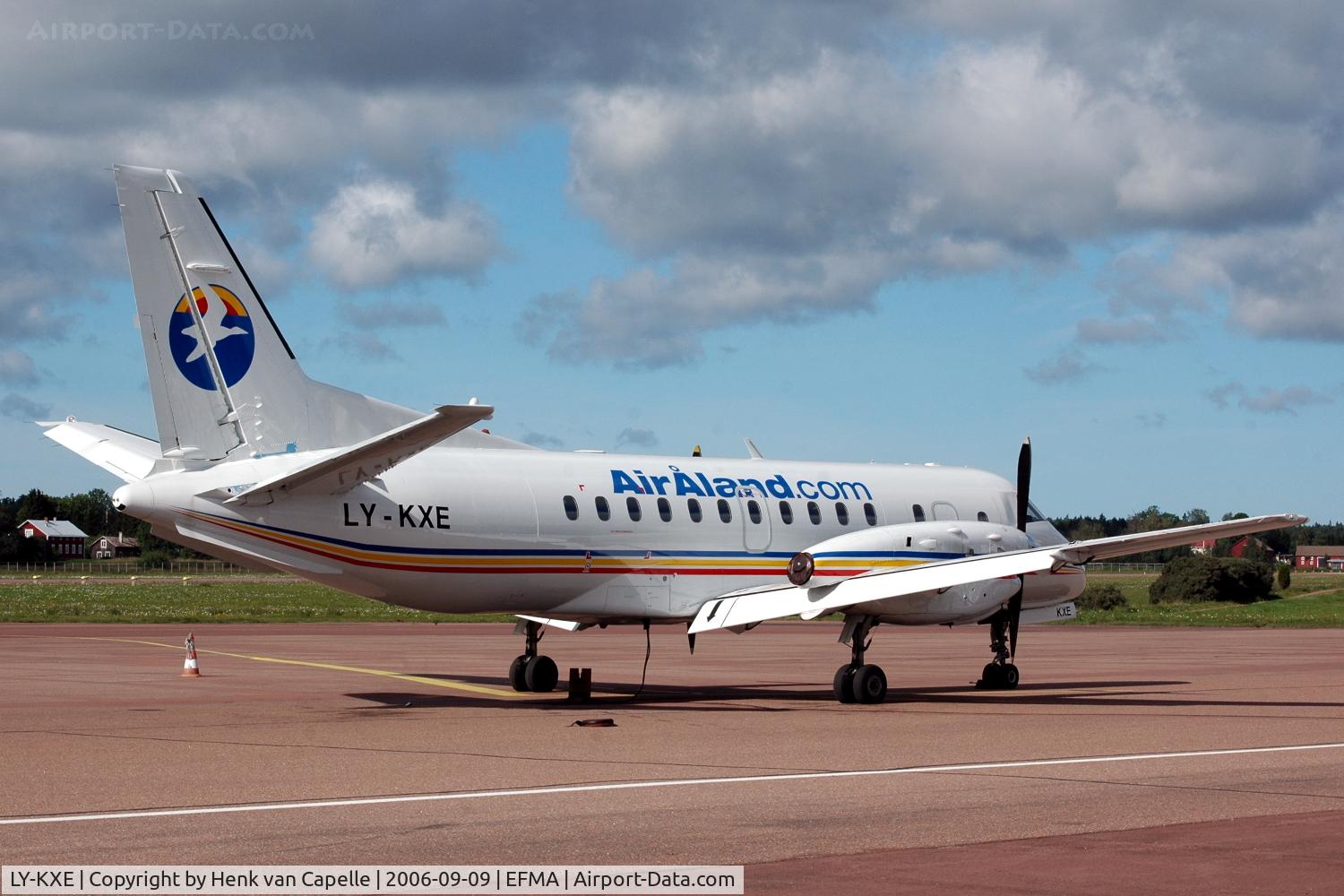 LY-KXE, 1987 Saab 340A C/N 340A-111, Air Åland Saab 340A parked at its home base Mariehamn airport, Åland islands, Finland.