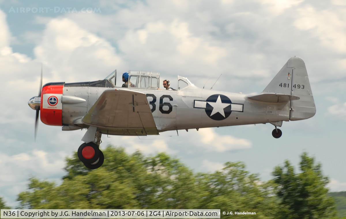 N36, 1944 North American AT-6F Texan C/N 121-42765, Take Off At Garrett County Airport MD.