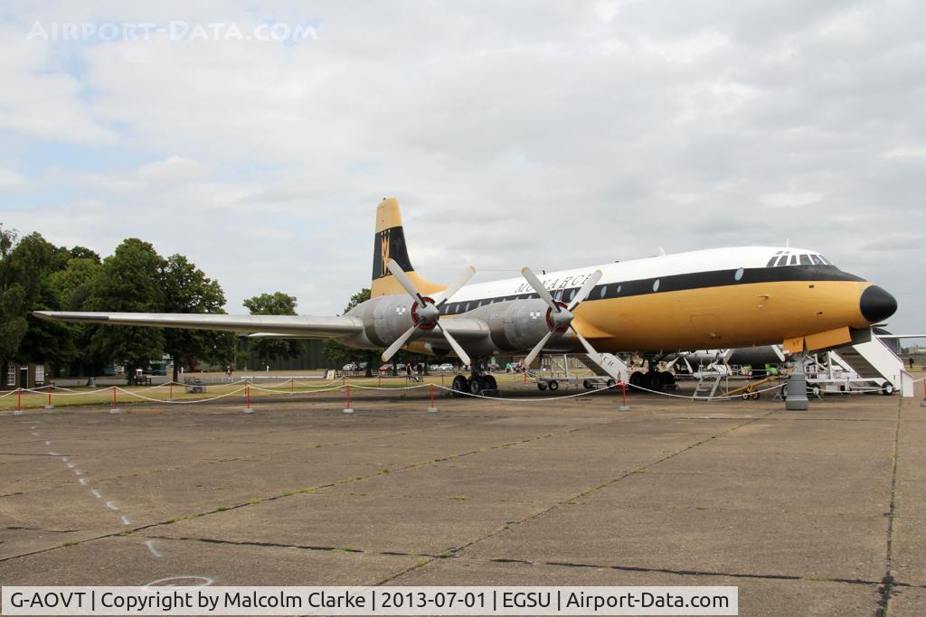 G-AOVT, 1958 Bristol 175 Britannia 312 C/N 13427, Bristol 175 Britannia 312, Duxford Aviation Society, Duxford Airfield, July 2013.