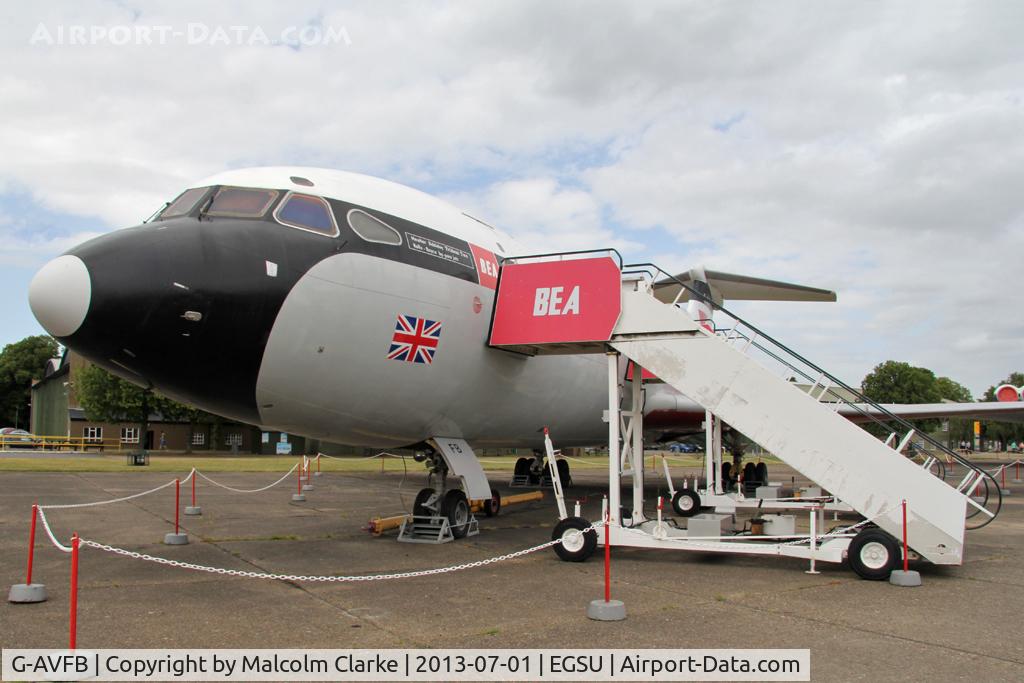 G-AVFB, 1967 Hawker Siddeley HS-121 Trident 2E C/N 2141, Hawker Siddeley 121 Trident 2E, Duxford Aviation Society, Duxford Airfield, July 2013.