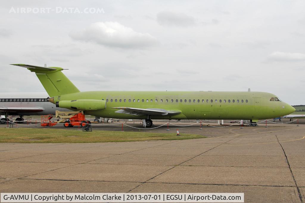 G-AVMU, 1968 BAC 111-510ED One-Eleven C/N BAC.148, BAC 111-510ED One-Eleven. Rubbed down and primed in preparation for a repaint. Duxford Aviation Society, Duxford Airfield, July 2013.
