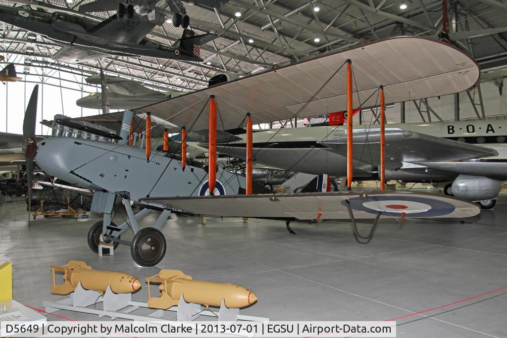 D5649, De Havilland DH-9 C/N Not found D5649, Airco DH-9. In the AirSpace hangar, Imperial War Museum Duxford, July 2013.