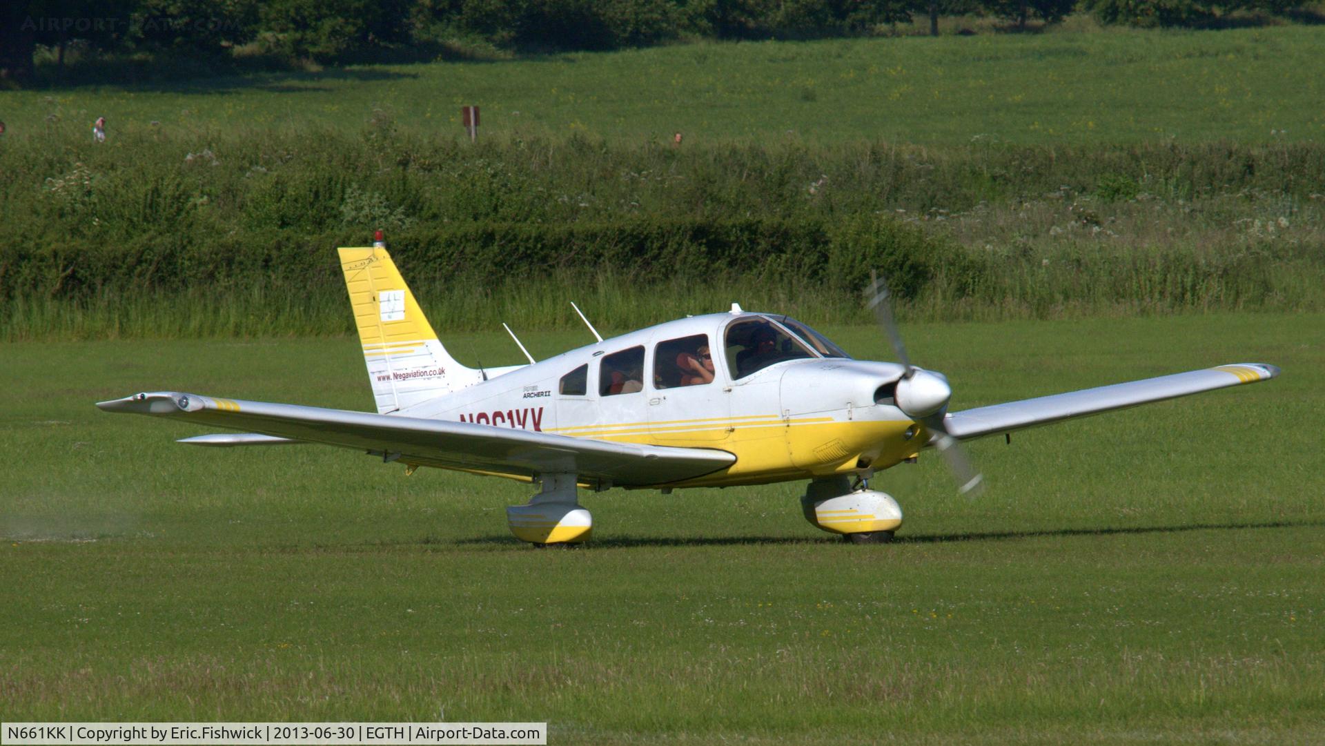 N661KK, 1987 Piper PA-28-181 Archer II C/N 2890028, 43. N661KK departing the Shuttleworth Military Pagent Flying Day, 30 June 2013.