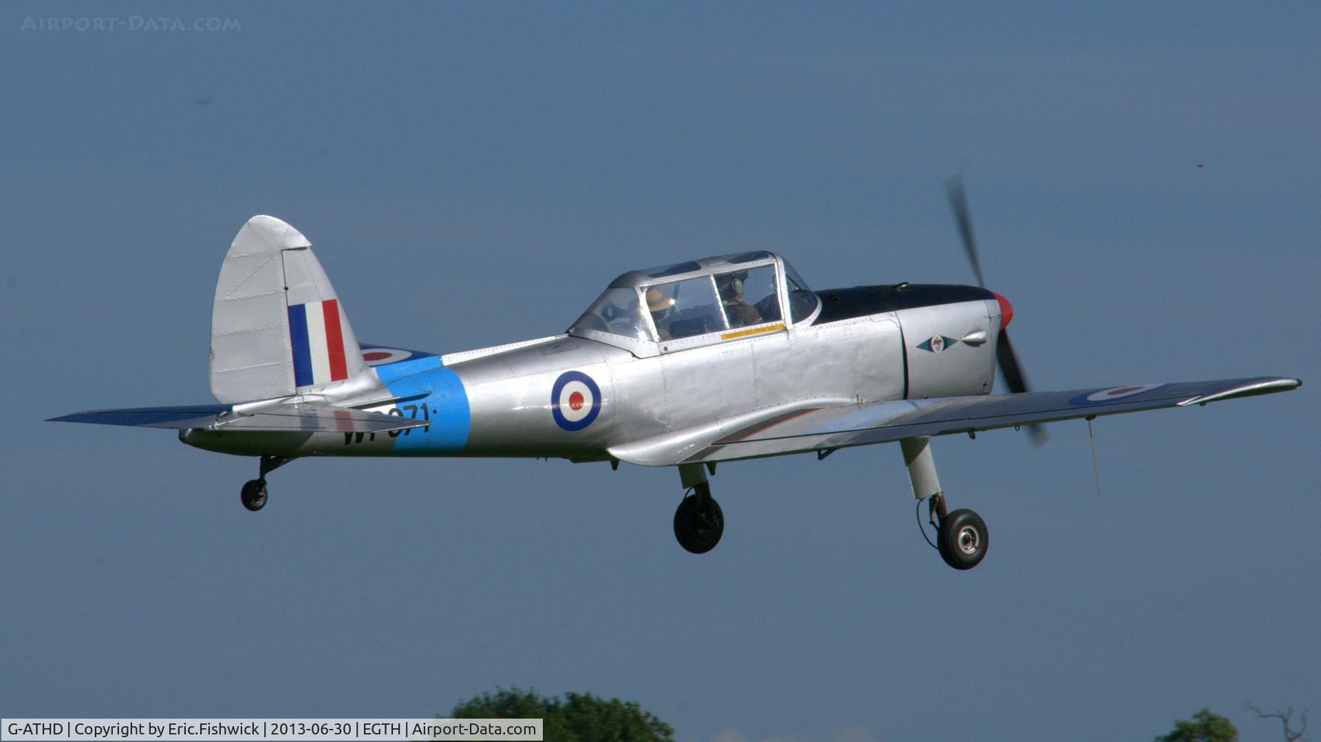 G-ATHD, 1953 De Havilland DHC-1 Chipmunk T.10 C/N C1/0837, 42. G-ATHD departing the Shuttleworth Military Pagent Flying Day, 30 June 2013.