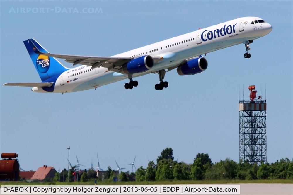 D-ABOK, 2000 Boeing 757-330 C/N 29020, Condor´s foxy face is leaving LEJ to AYT....