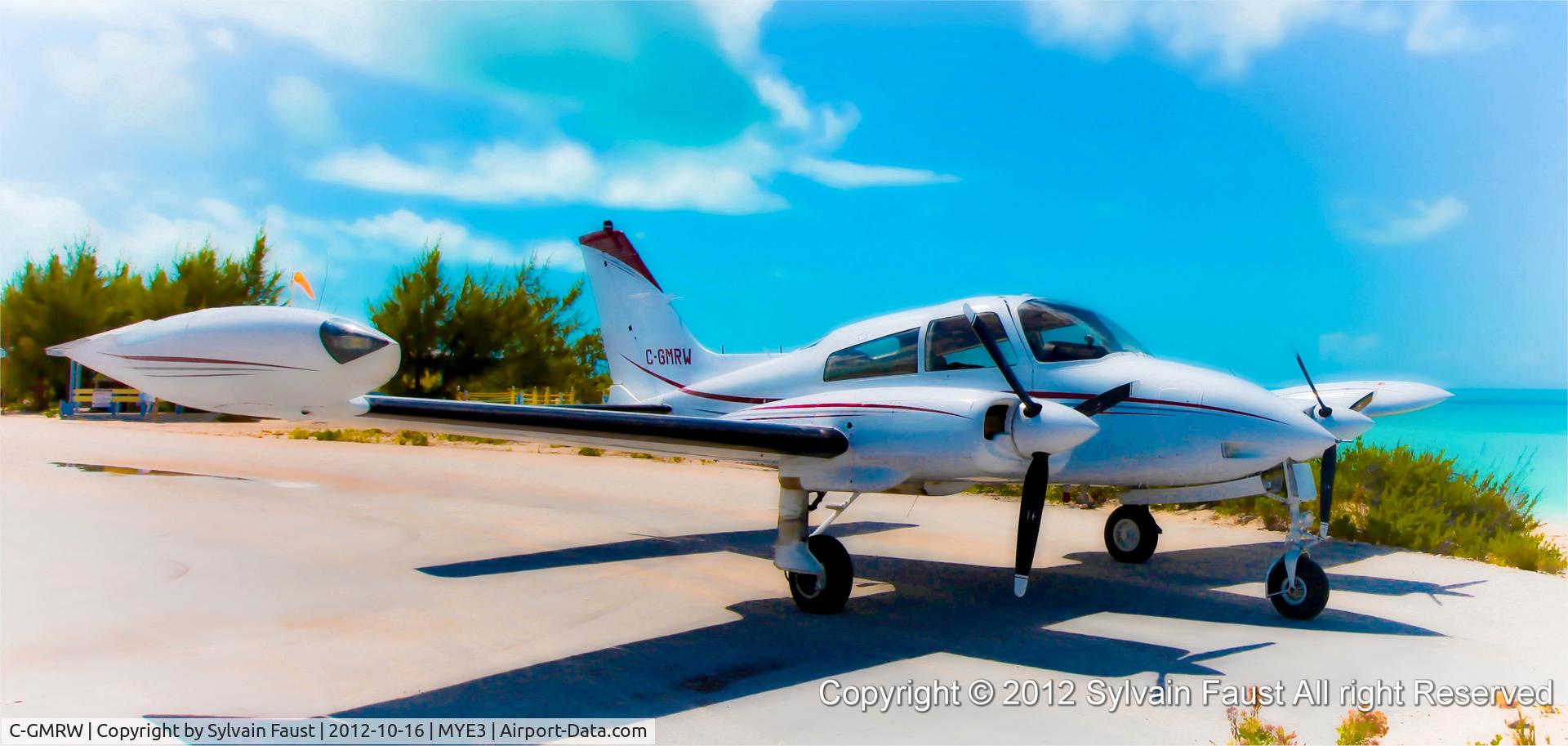 C-GMRW, 1973 Cessna 310Q C/N 310Q0971, Parked at Farmer Cay MYE3 airport in the Exuma, Bahamas.
