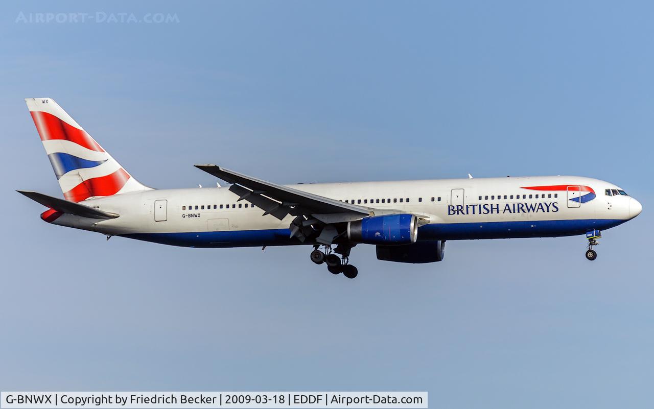 G-BNWX, 1994 Boeing 767-336 C/N 25832, on final at FRA