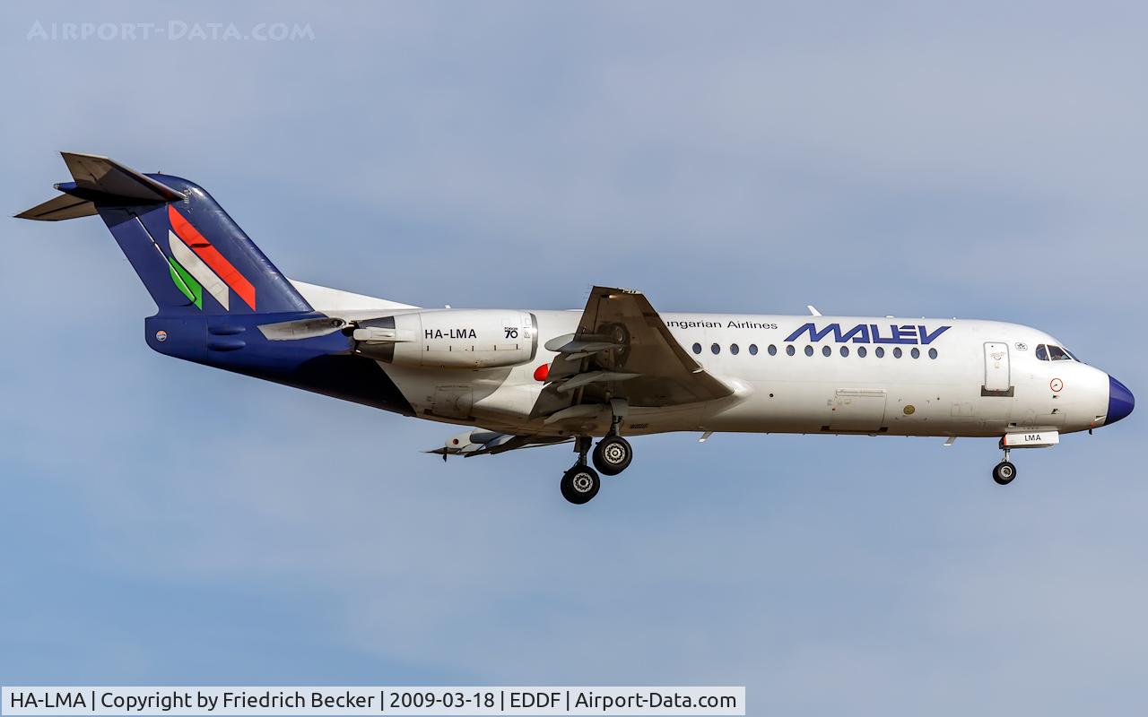 HA-LMA, 1995 Fokker 70 (F-28-0070) C/N 11564, on final at FRA