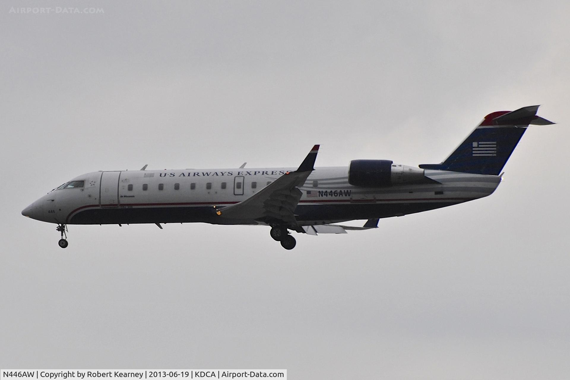 N446AW, 2003 Canadair CRJ-200LR (CL-600-2B19) C/N 7806, On short finals for r/w 1