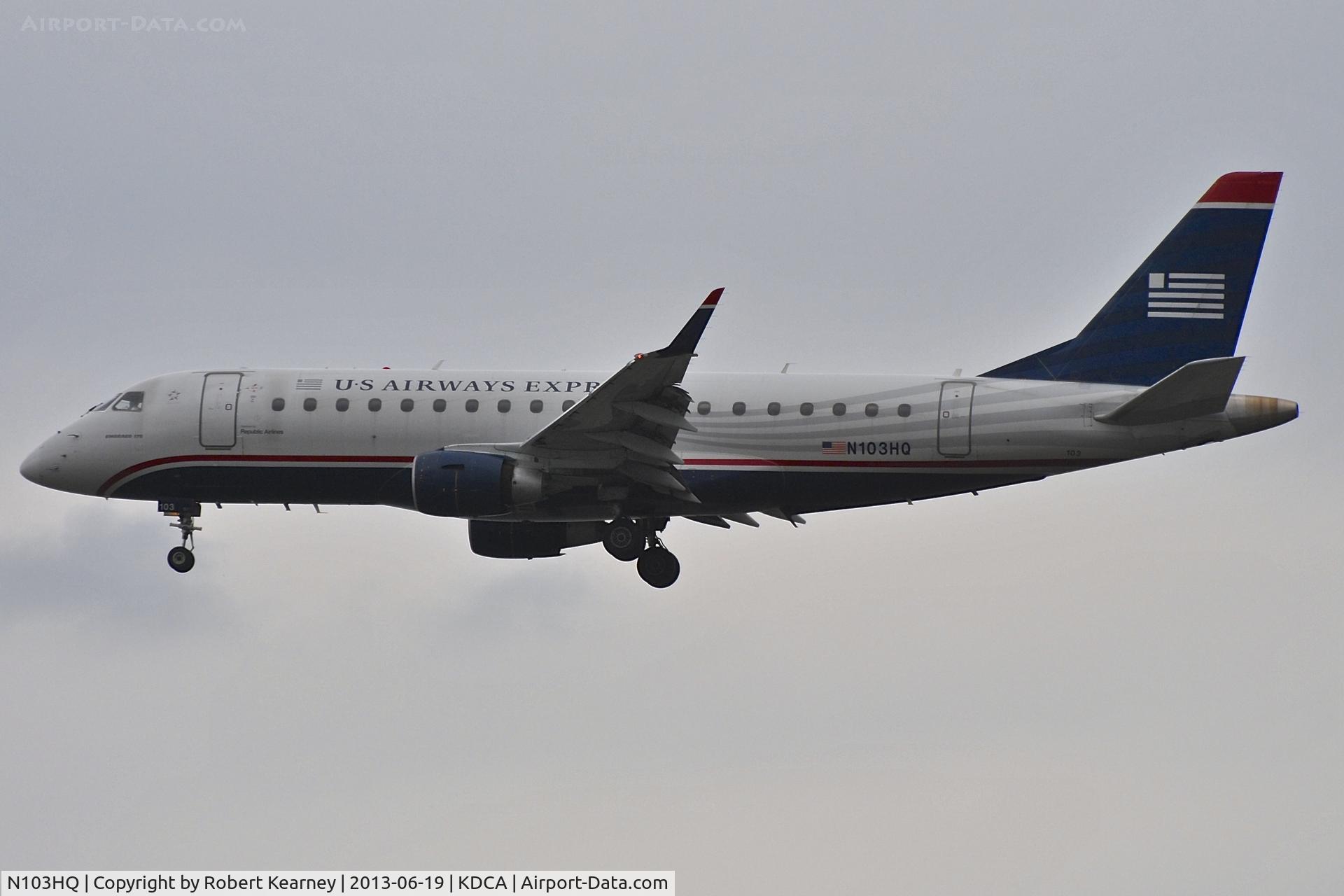 N103HQ, 2007 Embraer 175LR (ERJ-170-200LR) C/N 17000159, On short finals for r/w 1