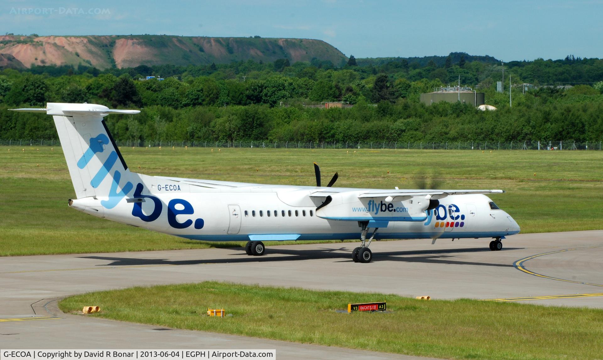 G-ECOA, 2007 De Havilland Canada DHC-8-402Q Dash 8 C/N 4180, Note the use of only one engine during taxi.