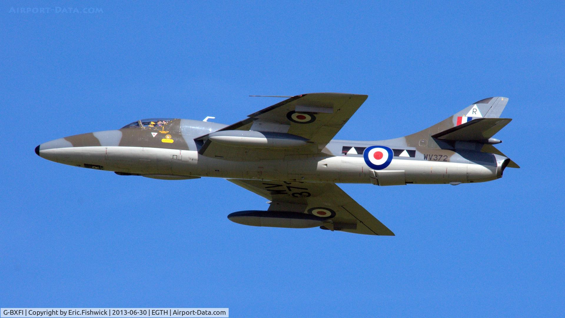 G-BXFI, 1955 Hawker Hunter T.7 C/N 41H-670818, 41. WV372 in display mode at the Shuttleworth Military Pagent Flying Day, 30 June 2013