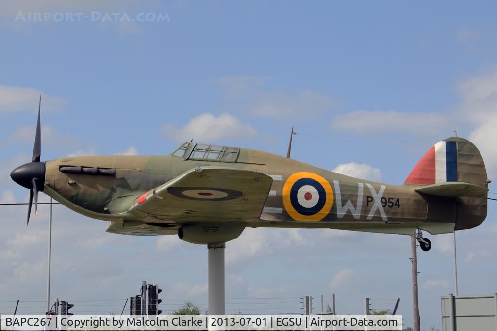 BAPC267, Hawker Hurricane Replica C/N BAPC.267, Hawker Hurricane Replica. Previously marked as R4115; 'Gate guardian', Imperial War Museum Duxford, July 2013.
