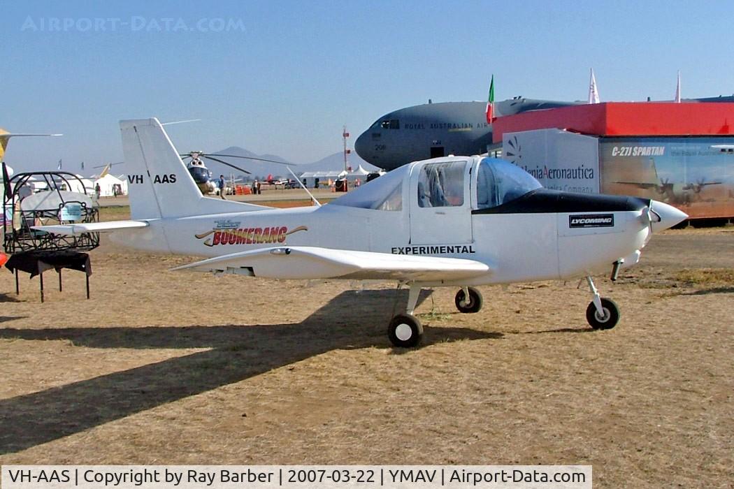 VH-AAS, 2006 Dean-Wilson Aviation R1 Whitney Boomerang C/N B0001, Dean-Wilson Aviation R1 Whitney Boomerang [B0001] Avalon~VH 22/03/2007