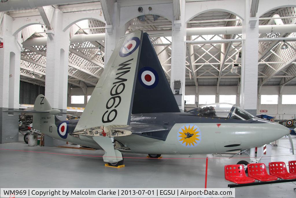 WM969, 1954 Hawker Sea Hawk FB.5 C/N 6007, Hawker Sea Hawk FB.5. At The Imperial War Museum, Duxford. July 2013.