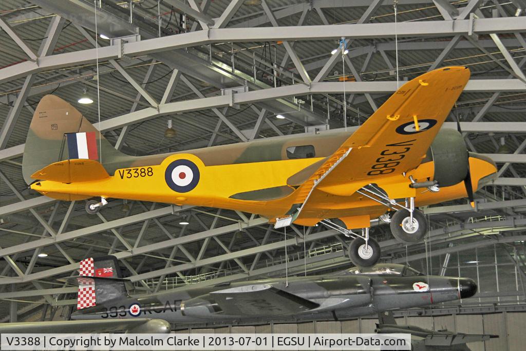 V3388, 1940 Airspeed AS.10 Oxford I C/N 3083, Airspeed AS-10 Oxford I. Suspended from the roof in AirSpace, Imperial War Museum Duxford, July 2013.