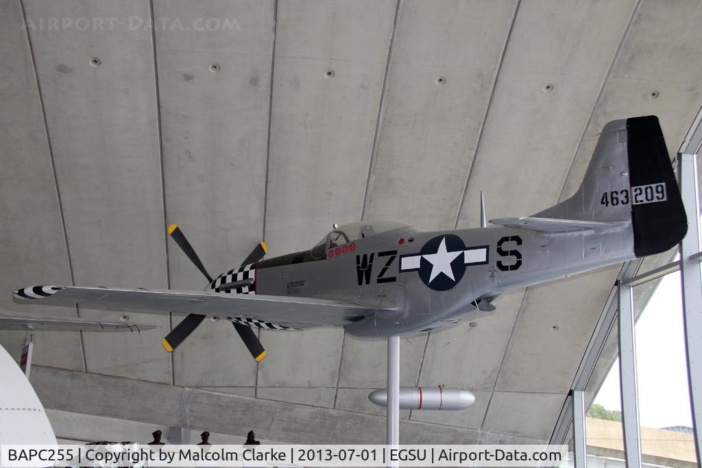 BAPC255, North American P-51D Mustang Replica C/N BAPC.255, North American P-51D Mustang (replica).  American Air Museum, Duxford Airfield, July 2013.