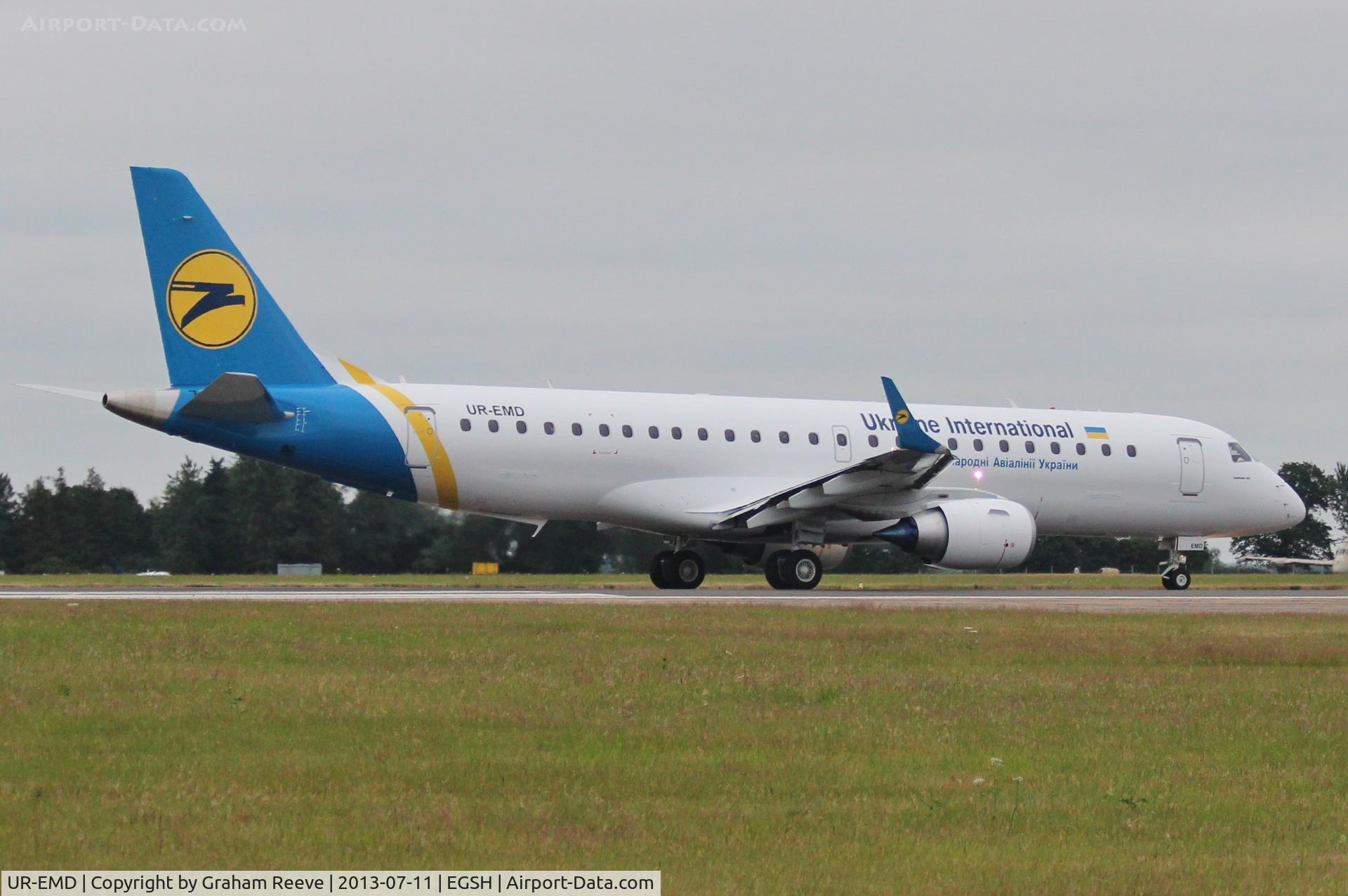 UR-EMD, 2013 Embraer 190STD (ERJ-190-100) C/N 19000602, Fresh out after a respray and about to depart.