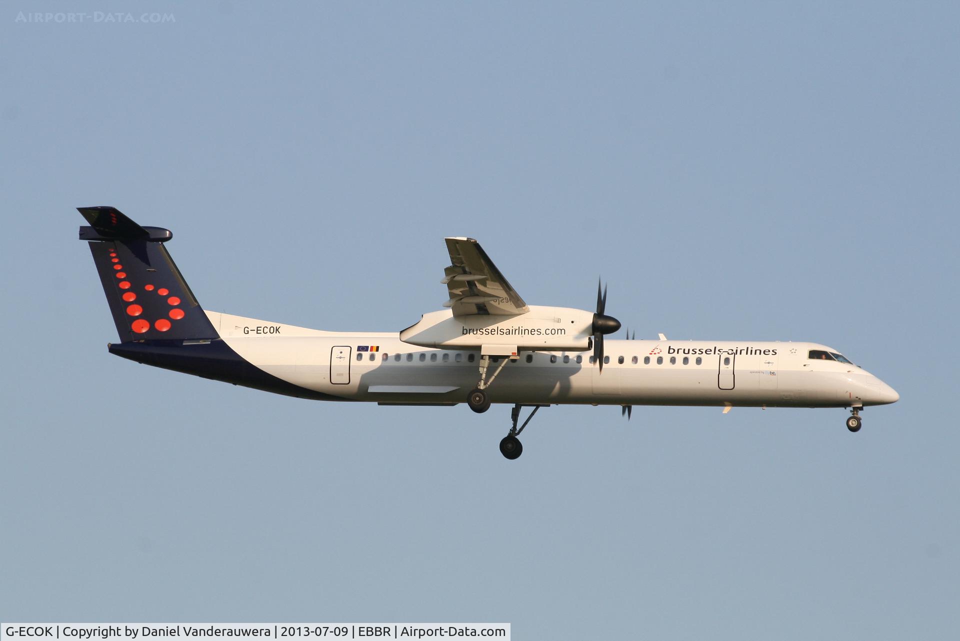 G-ECOK, 2008 Bombardier DHC-8-402Q Dash 8 C/N 4230, Arrival of flight SN2640 to RWY 02