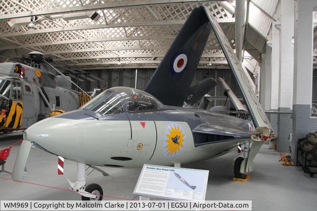 WM969, 1954 Hawker Sea Hawk FB.5 C/N 6007, Hawker Sea Hawk FB.5 at the Imperial War Museum, Duxford July 2013.