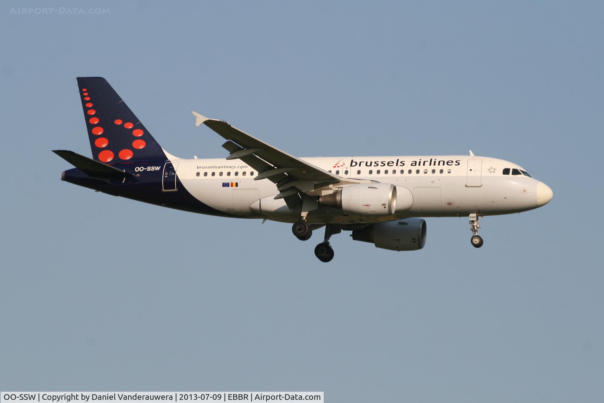 OO-SSW, 2007 Airbus A319-111 C/N 3255, Arrival of flight SN2268 to RWY 02