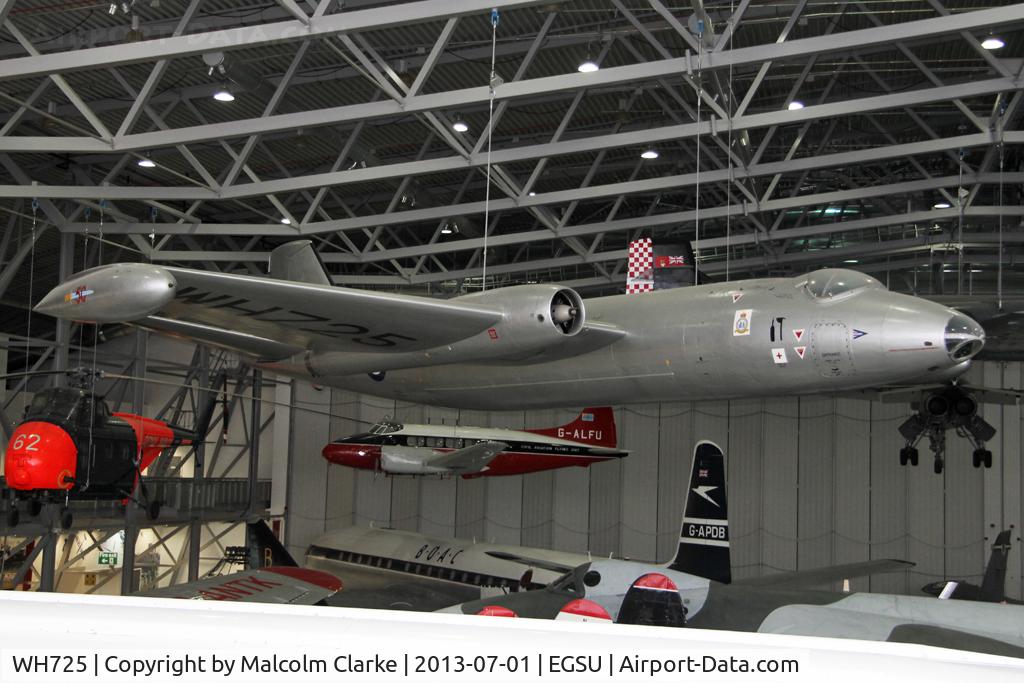 WH725, 1953 English Electric Canberra B.2 C/N EEP71206, English Electric Canberra B.2. Suspended from the roof in AirSpace, Imperial War Museum Duxford, July 2013.