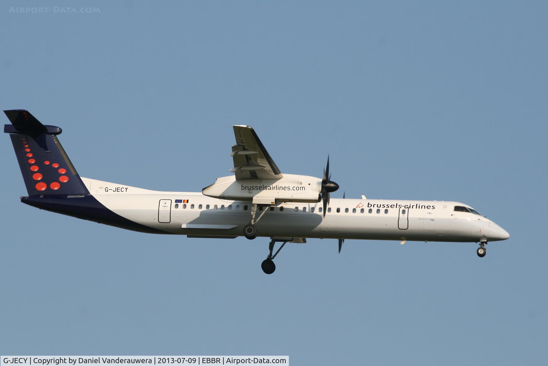 G-JECY, 2007 De Havilland Canada DHC-8-402Q Dash 8 C/N 4157, Arrival of flight SN2066 to RWY 02