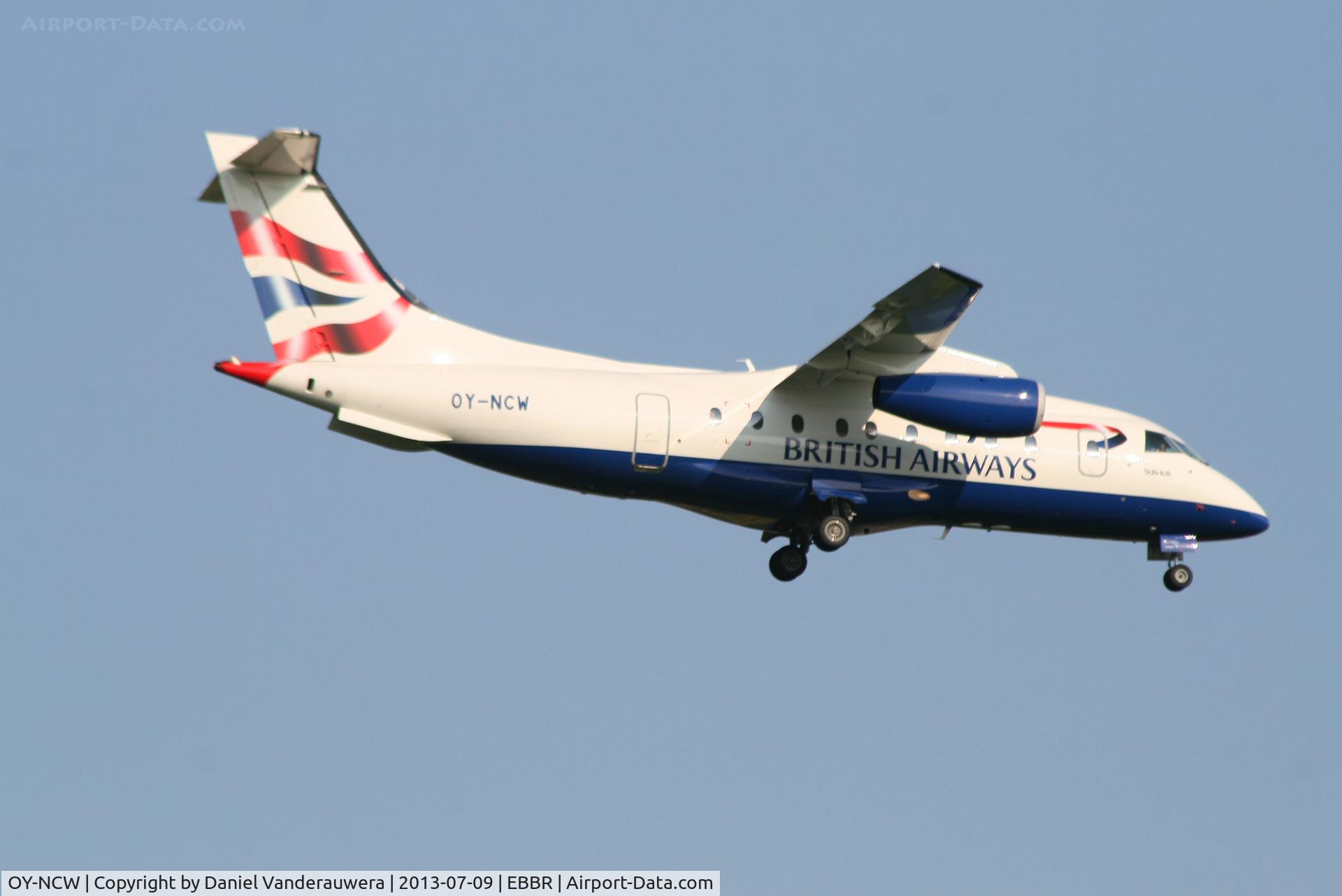OY-NCW, 1999 Dornier 328-300JET C/N 3131, Arrival of flight BA8221 to RWY 02