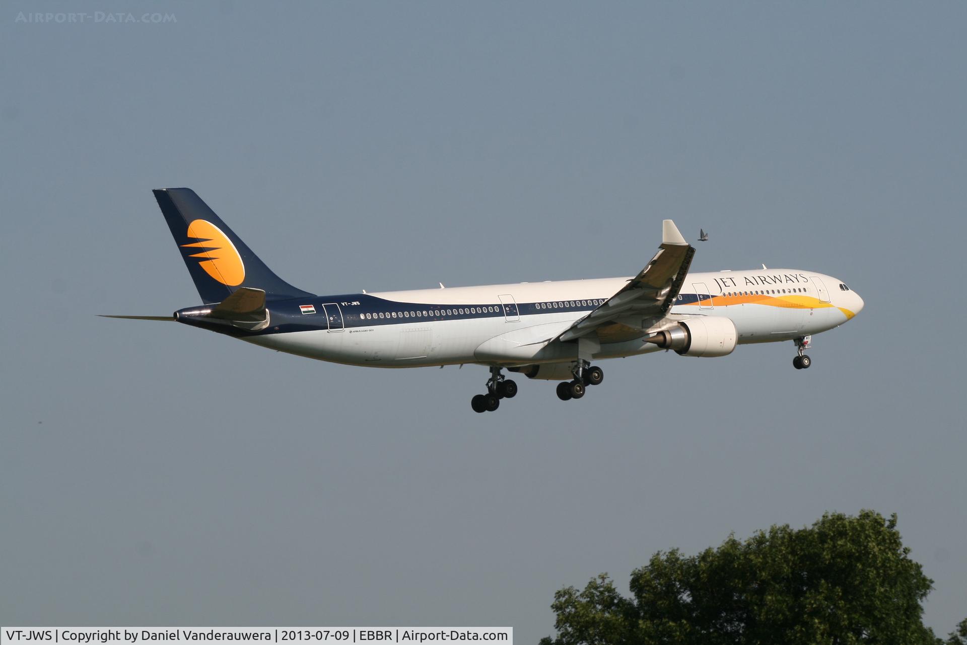 VT-JWS, 2012 Airbus A330-302 C/N 1361, Flight 9W229 is descending to RWY 02 (flying with a local dove)
