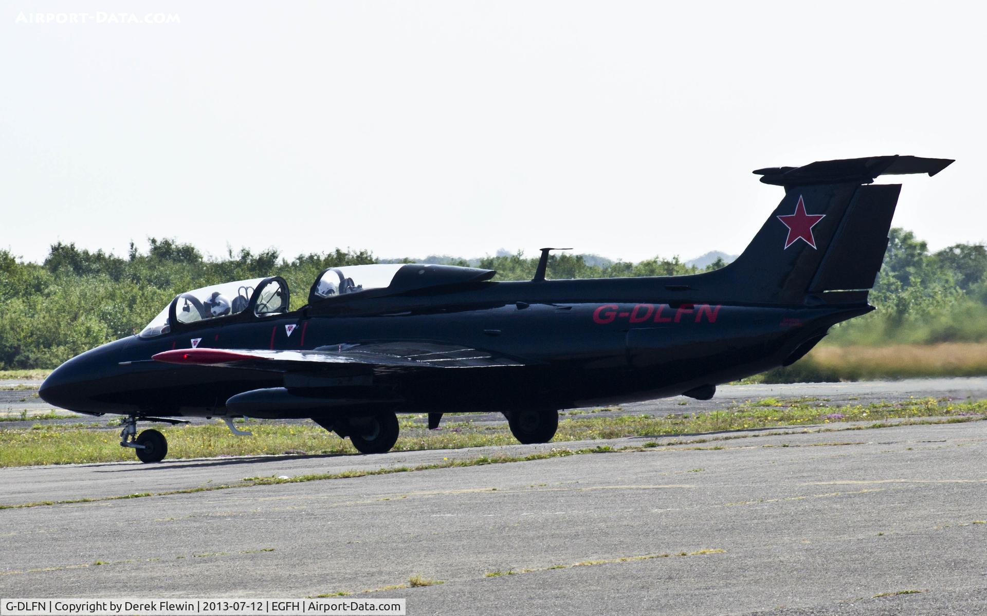 G-DLFN, 1972 Aero L-29 Delfin C/N 294872, Aero L-29, taxiing to the stand at EGFH.