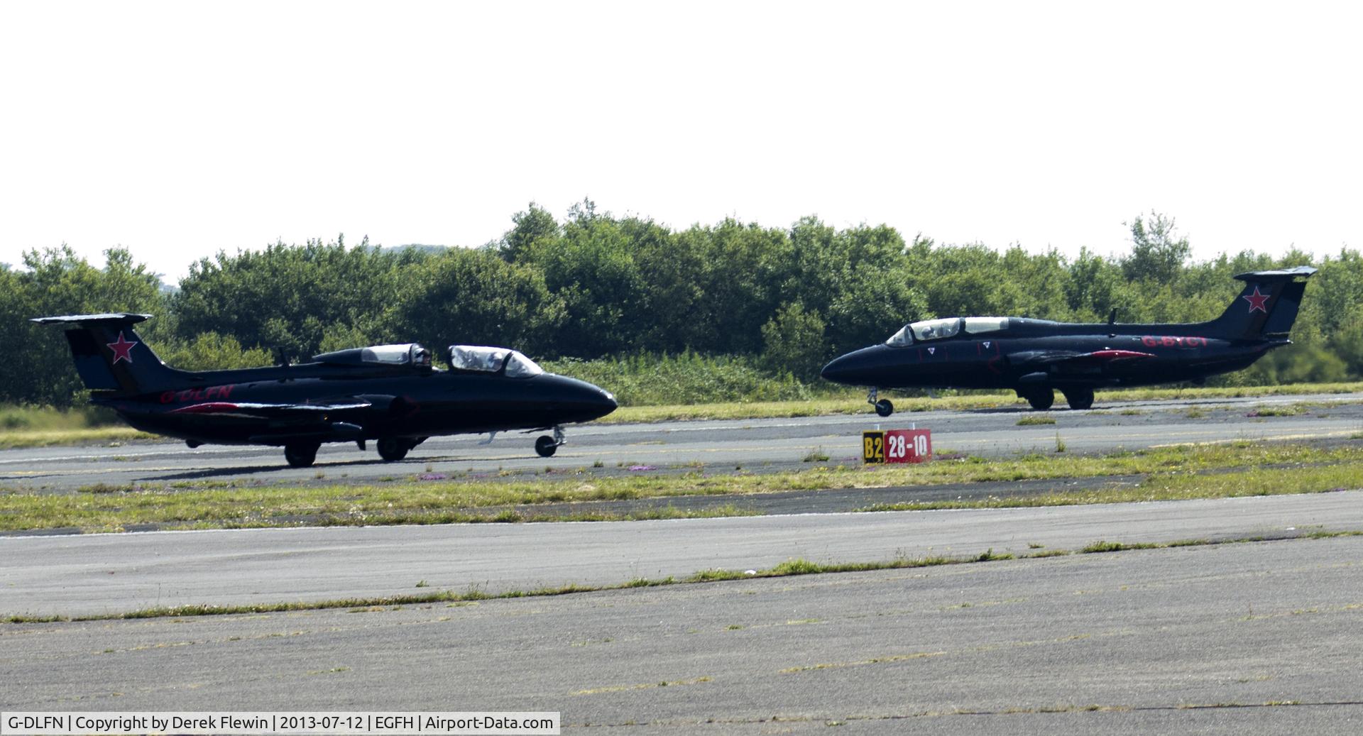 G-DLFN, 1972 Aero L-29 Delfin C/N 294872, Red Star Rebels taxiing to the stand at EGFH.