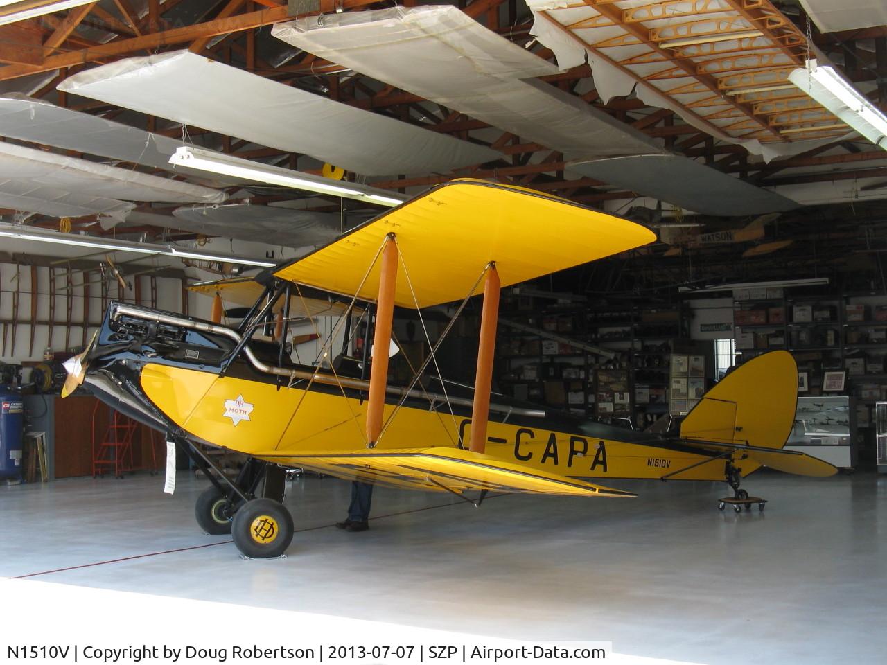 N1510V, 1928 De Havilland DH.60G Gipsy Moth C/N 506, 1948 DeHavilland DH.60G GIPSY MOTH, DeHavilland Grp. 3 Gipsy II, incredible restored beauty in the David Watson Aviation Museum of Santa Paula hangar