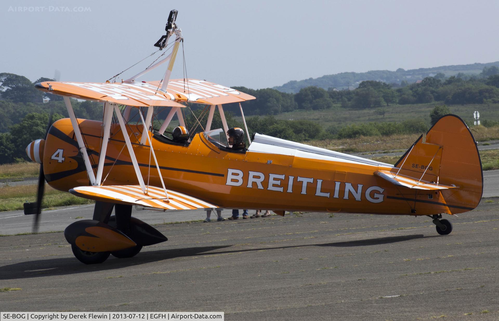 SE-BOG, 1942 Boeing N2S-3 Kaydet (B75N1) C/N 75-7128, Boeing B.75N-1 Stearman, Breitling Wing Walker Display Team at EGFH.