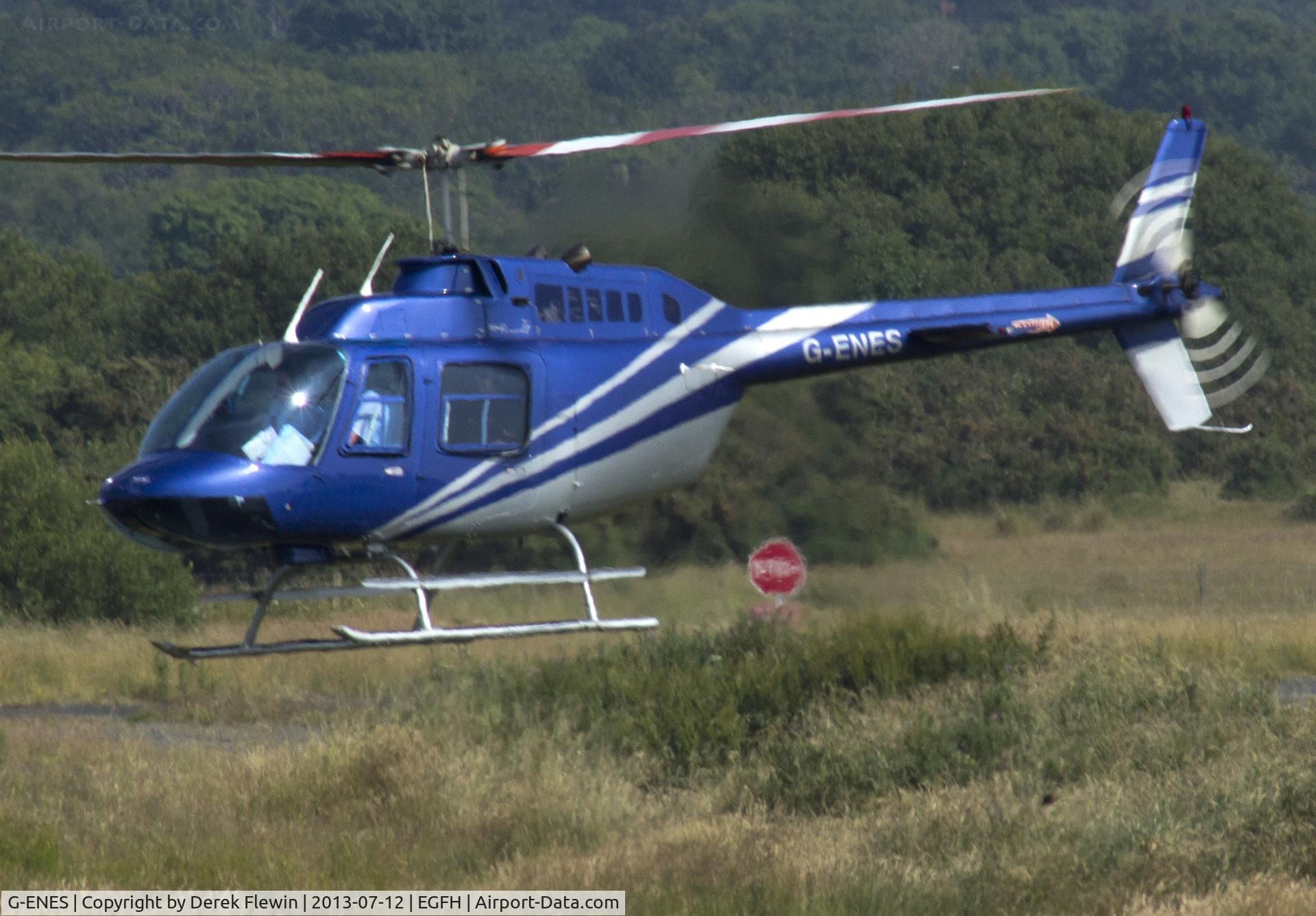 G-ENES, 2006 Bell 206B-3 Jet Ranger III C/N 4601, Visiting Bell 206B, parked on the Heli Med stand, departed 20 minutes later to the East.
