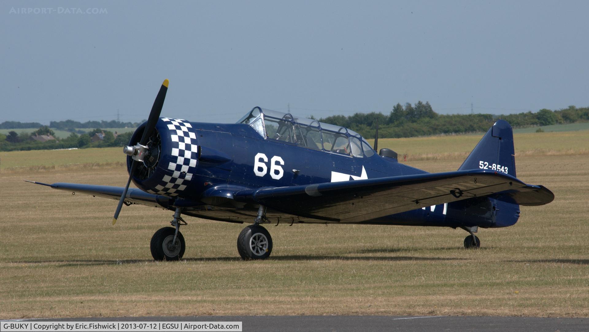 G-BUKY, 1952 Canadian Car & Foundry T-6H Harvard Mk.4M C/N CCF4-464, 3. G-BUKY on the eve of Flying Legends Air Show, Duxford - July 2013.