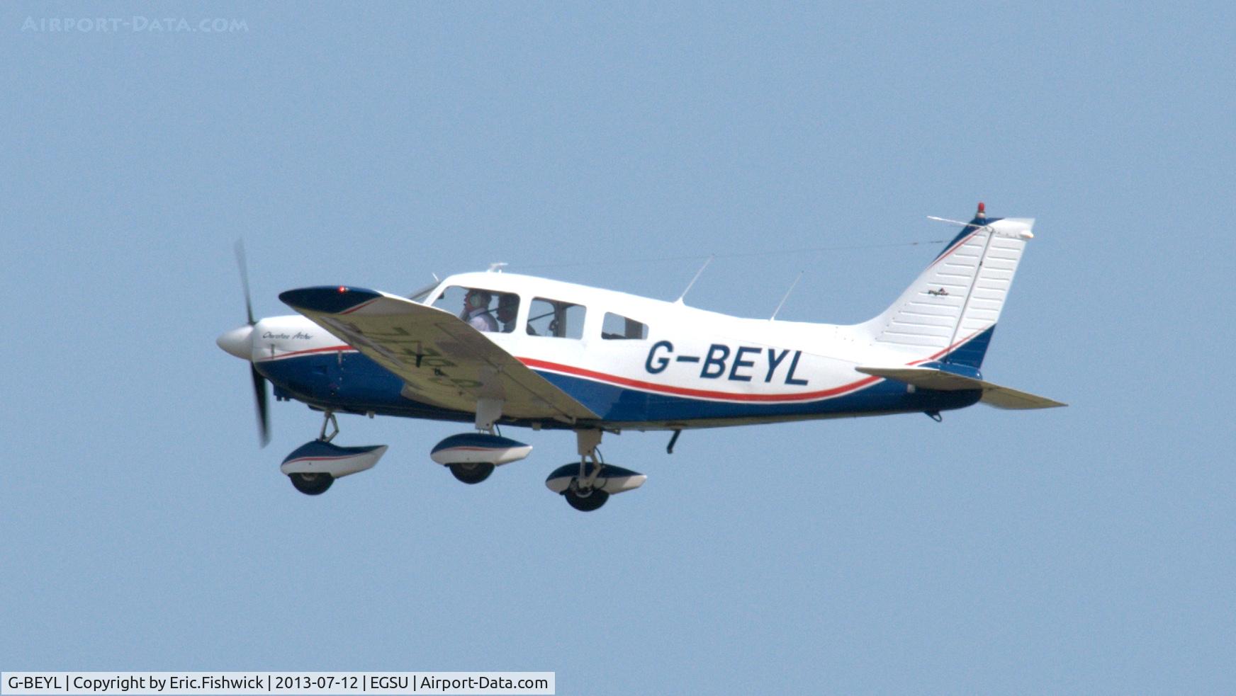 G-BEYL, 1974 Piper PA-28-180 Cherokee Archer C/N 28-7405098, 41. G-BEYL departing Duxford Airfield.