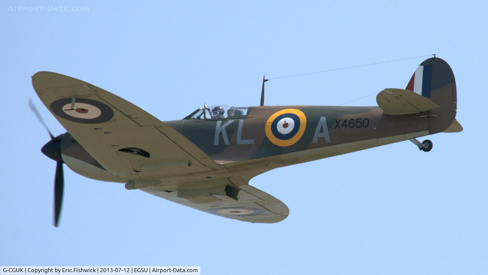 G-CGUK, 1940 Supermarine 300 Spitfire Mk1A C/N 6S-75531, 44. X4650 on the eve of Flying Legends Air Show, Duxford - July 2013.