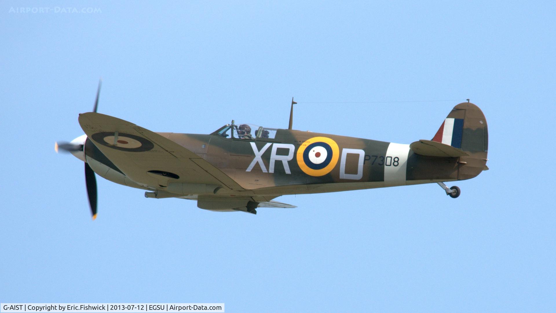 G-AIST, 1941 Supermarine 300 Spitfire Mk1A C/N WASP/20/2, 41. P7308 on the eve of Flying Legends Air Show, Duxford - July 2013.