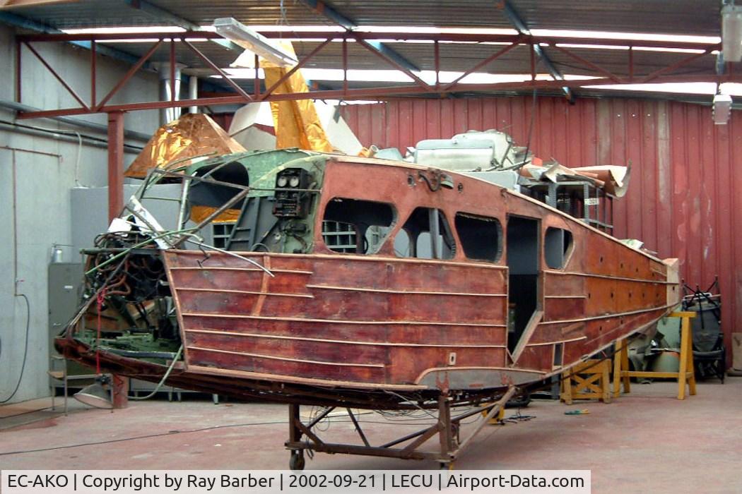 EC-AKO, 1937 De Havilland DH-89A Dragon Rapide C/N 6345, De Havilland DH.89A Dragon Rapide [6345] Cuatro Vientos~EC 21/09/2002. Under rebuild in the workshop.