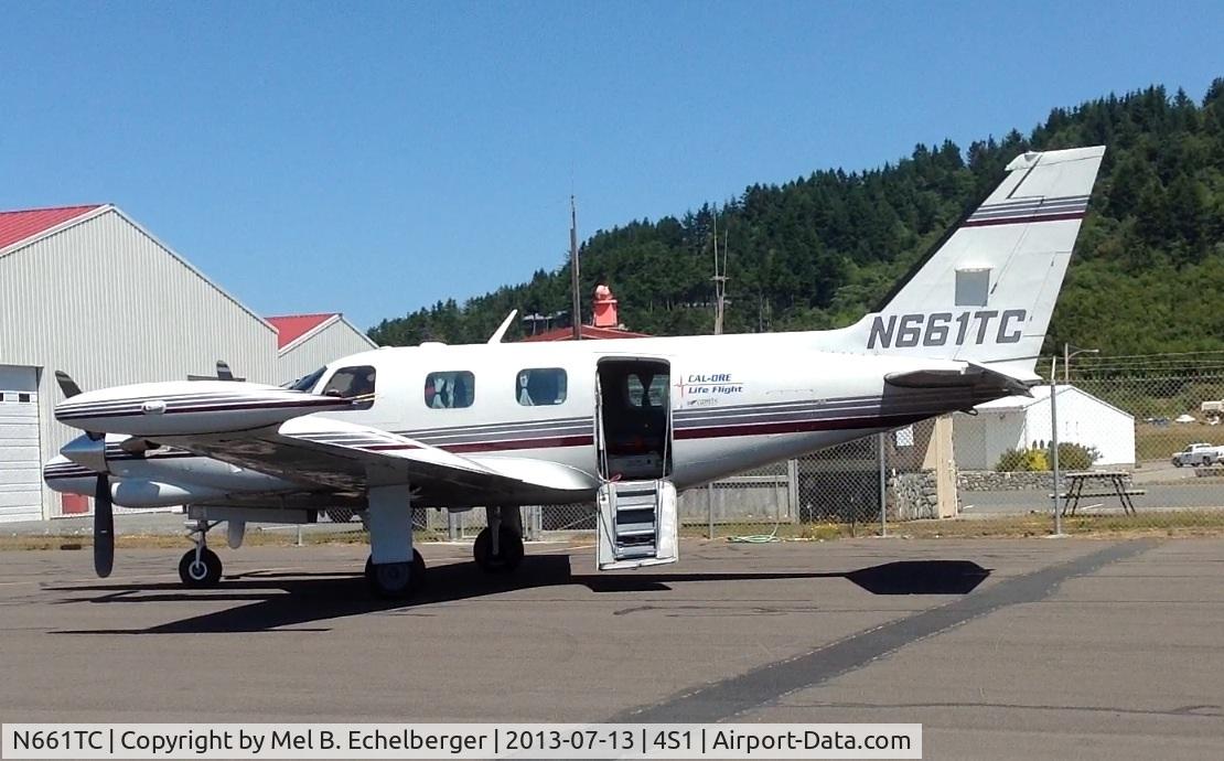 N661TC, 1981 Piper PA-31T Cheyenne C/N 31T-8120022, Sunny Saturday on the Southern Oregon coast. I believe it was here to do a medical transport.