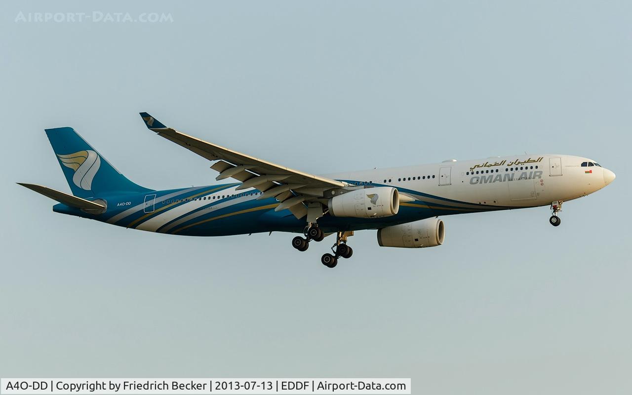 A4O-DD, 2009 Airbus A330-343X C/N 1063, on final at Frankfurt
