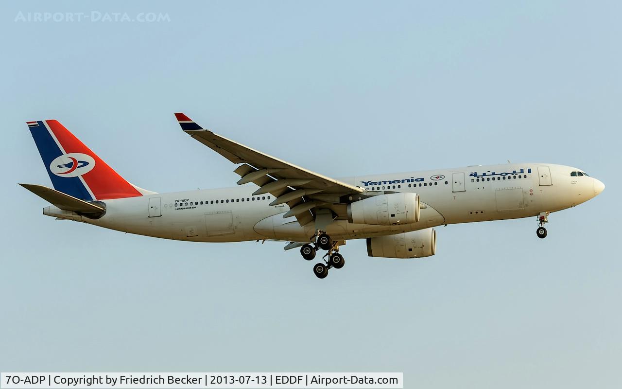 7O-ADP, 2004 Airbus A330-243 C/N 625, on final at Frankfurt
