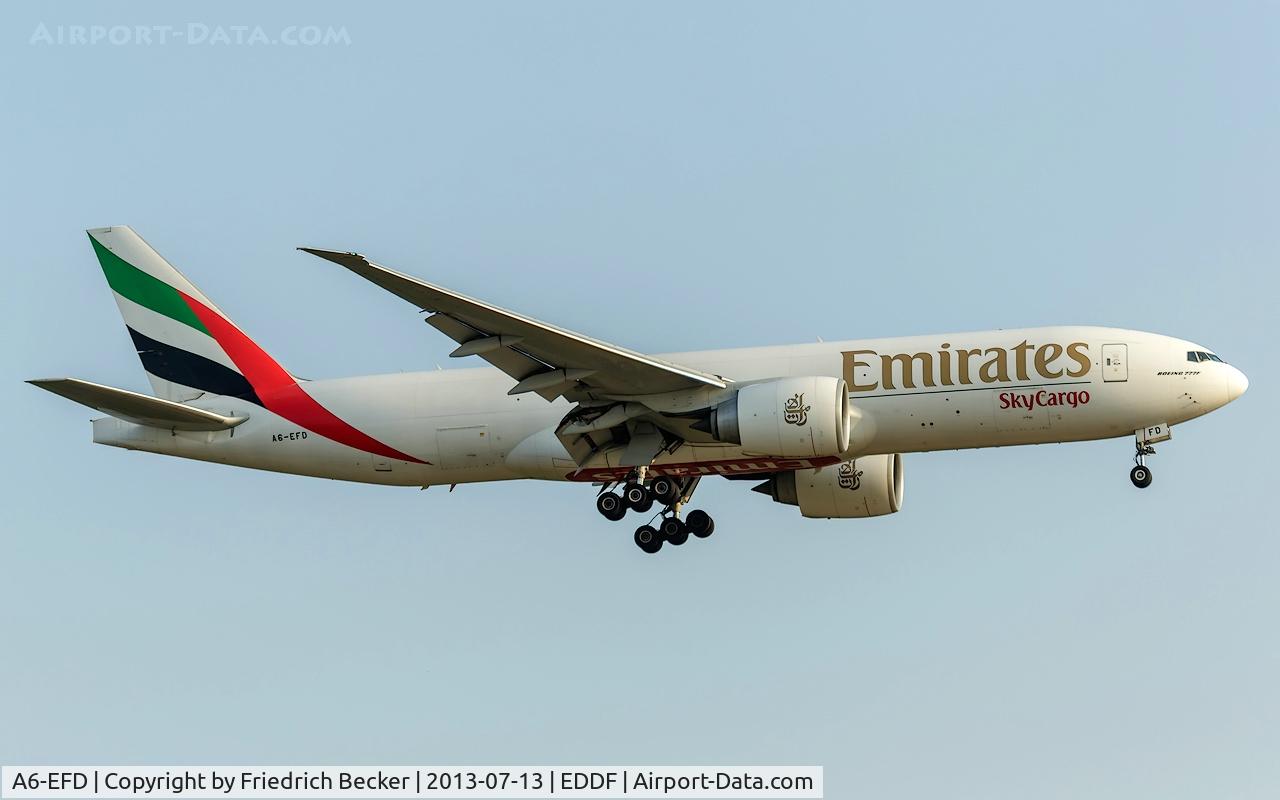 A6-EFD, 2009 Boeing 777-F1H C/N 35606, on final at Frankfurt