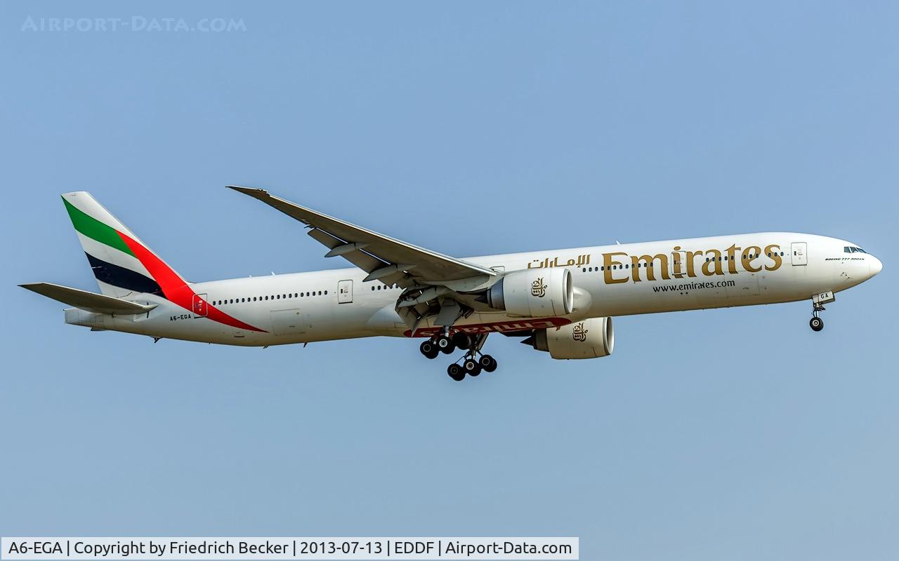 A6-EGA, 2010 Boeing 777-31H/ER C/N 38984, on final at Frankfurt