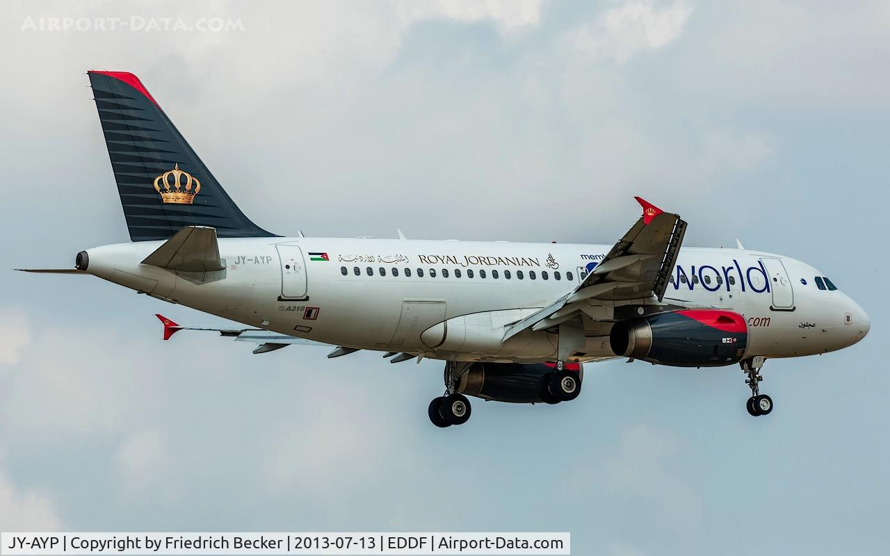 JY-AYP, 2009 Airbus A319-132 C/N 3832, on final at Frankfurt