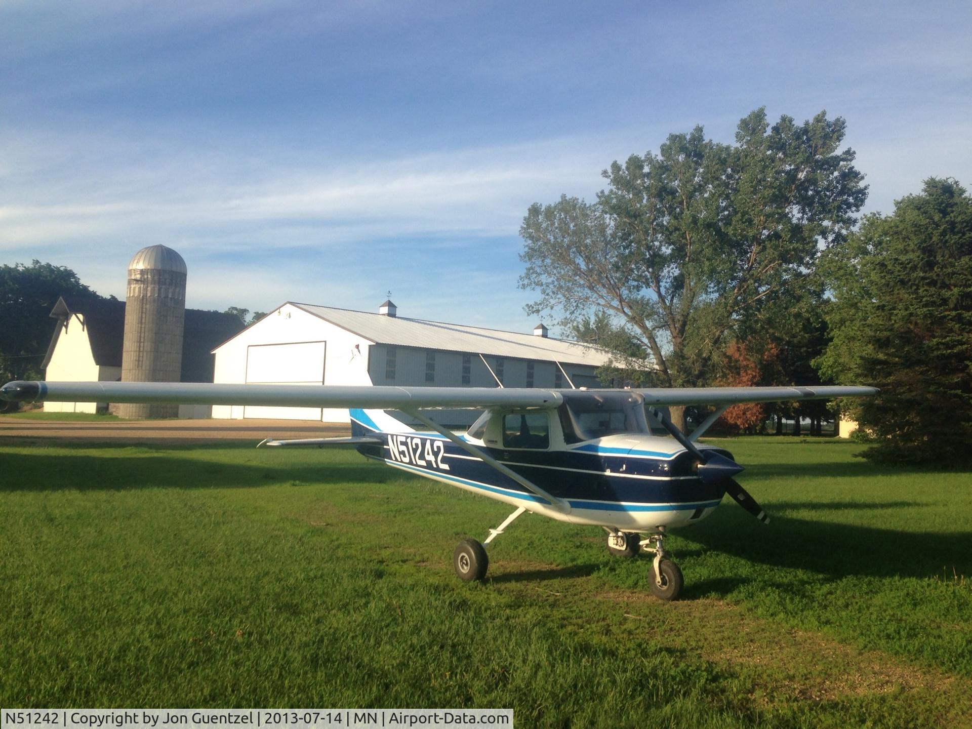 N51242, 1968 Cessna 150J C/N 15069865, Private grass strip near St. Clair, MN