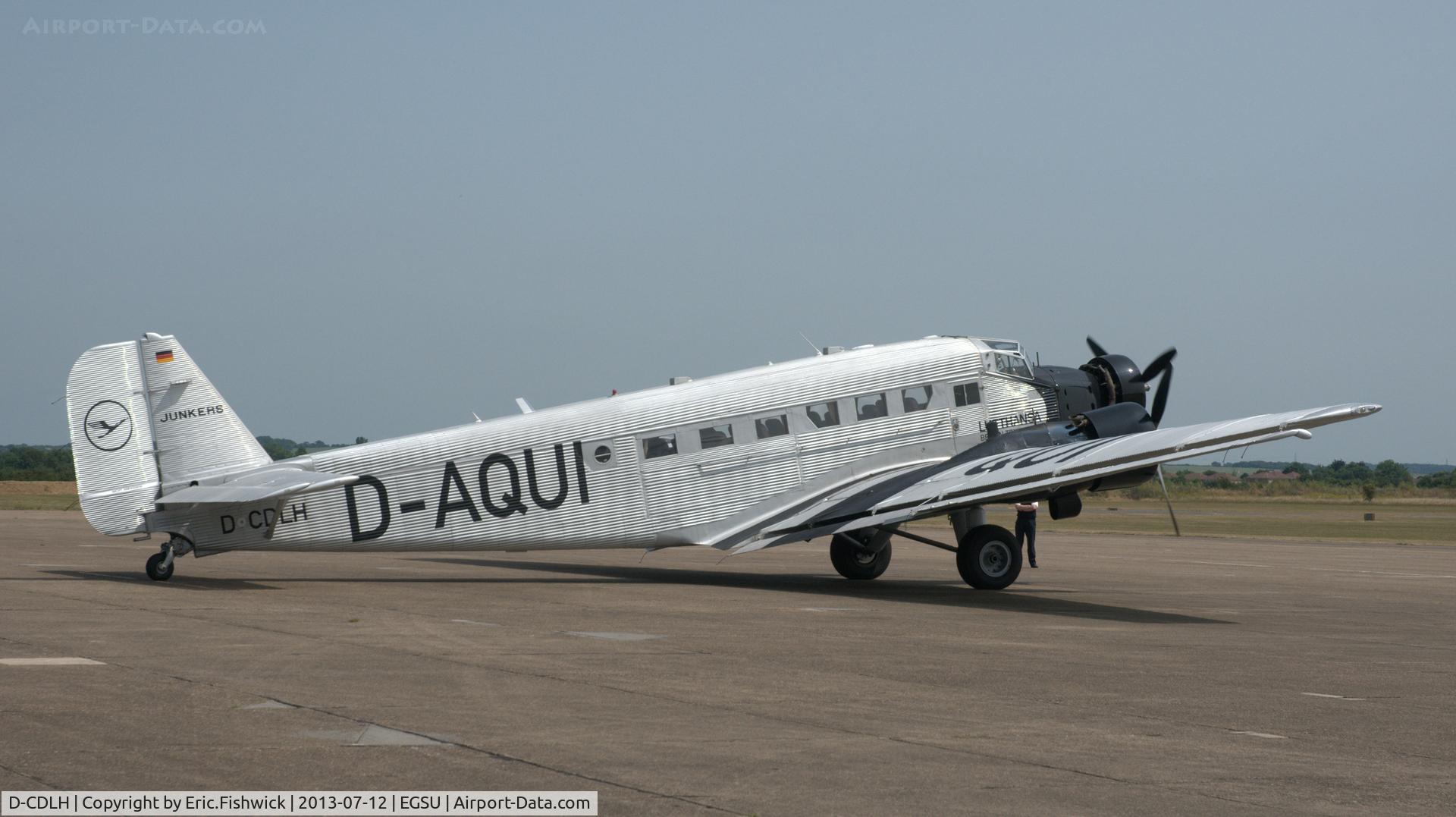 D-CDLH, 1936 Junkers Ju-52/3m C/N 130714, 2. D-CDLH on the eve of Flying Legends Air Show, Duxford - July 2013.